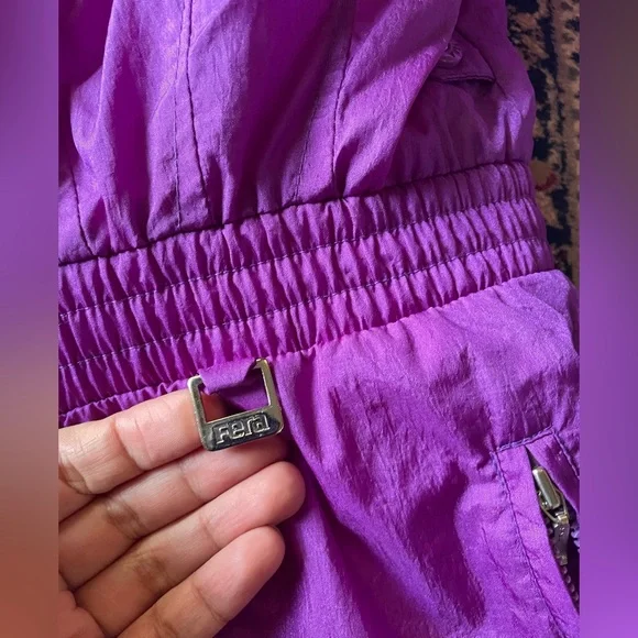 Vintage 80s One Piece Ski Snowboarding Suit Purple Turquoise Size 16 by Fera - Picture 6 of 17